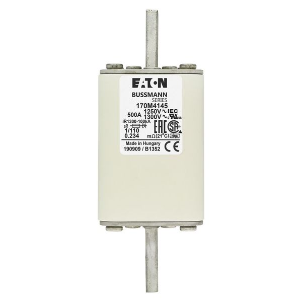 Fuse-link, high speed, 500 A, AC 1250 V, size 1, 53 x 66 x 138 mm, aR, DIN, IEC, single indicator image 14