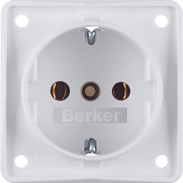 SCHUKO socket outlet, w. screw terminals, Int. module inserts, polar w image 1