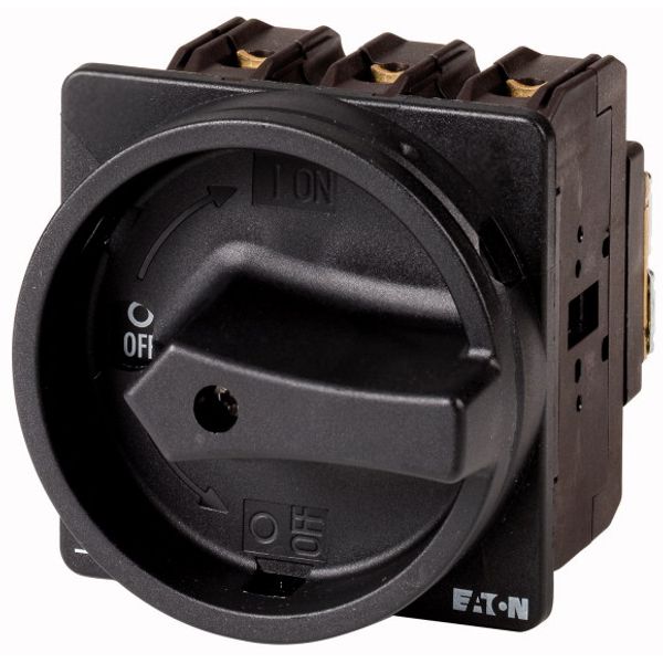 Main switch, P3, 100 A, flush mounting, 3 pole + N, STOP function, With black rotary handle and locking ring, Lockable in the 0 (Off) position image 1