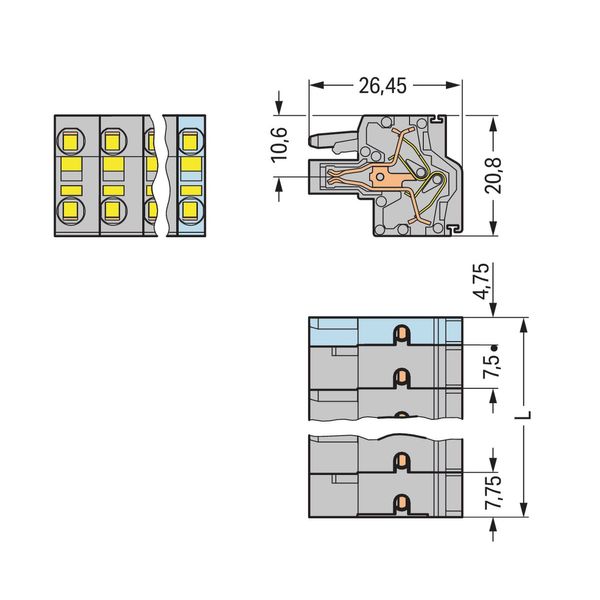 2-conductor female connector Push-in CAGE CLAMP® 2.5 mm² gray image 2