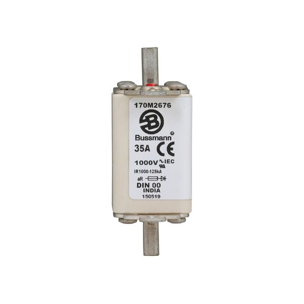 Fuse-link, high speed, 35 A, AC 1000 V, DIN 00, aR, DIN, IEC, single indicator, live gripping lugs image 8