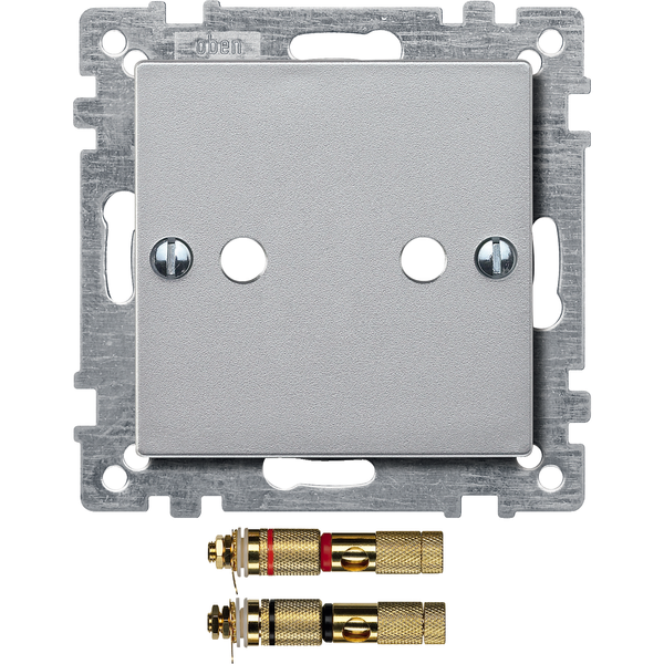 Central plate with high-end loudspeaker connector, aluminium, System M image 3