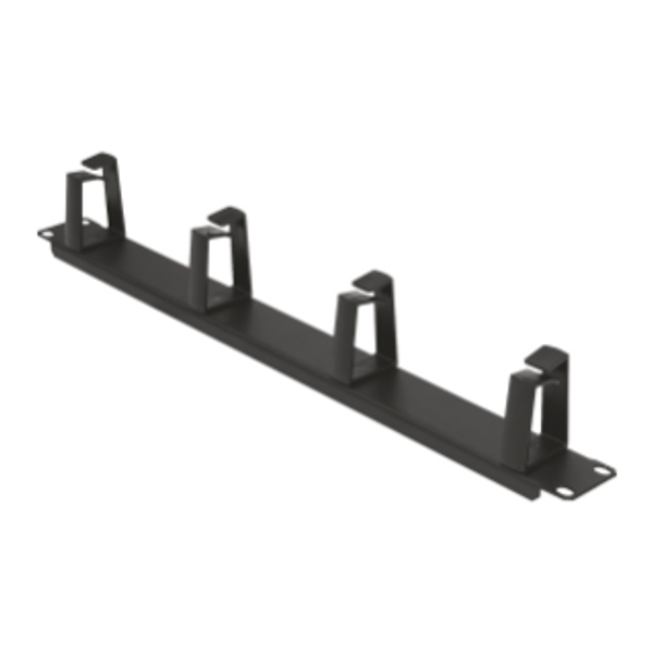 19'' CABLE MANAGEMENT PANEL - WITH 4 RINGS - 1U - BLACK image 1