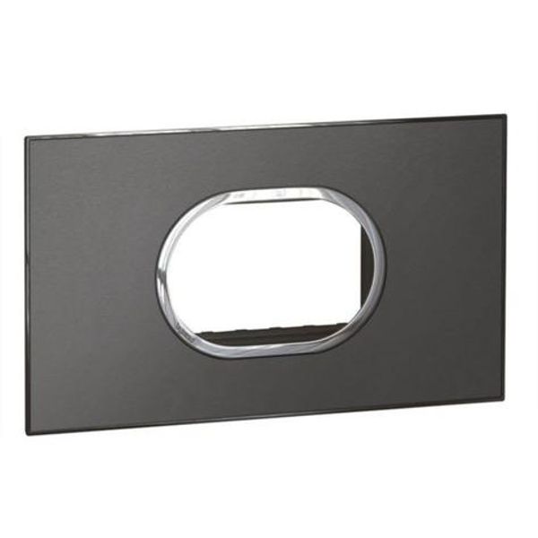 Arteor™ - British standard plate round version 3 modules - Brushed Metal - Black image 1