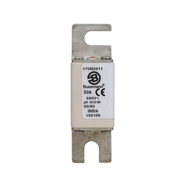 Fuse-link, high speed, 50 A, AC 690 V, DIN 00, 30 x 51 x 100 mm, gR, DIN, IEC, single indicator image 9