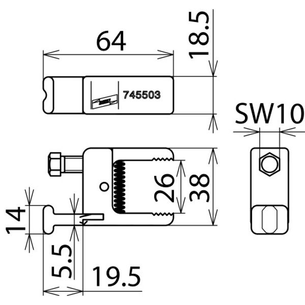 Compact clamp with T connection clamping range: 0-24mm image 2