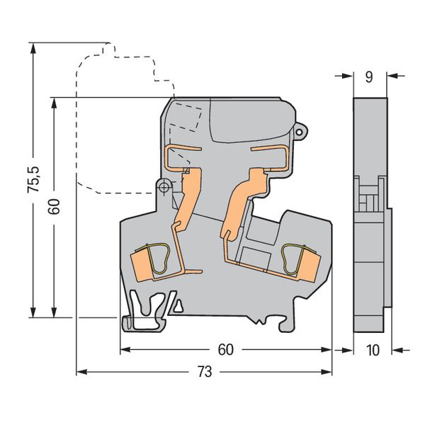 2-conductor fuse terminal block with pivoting fuse holder for miniatur image 5