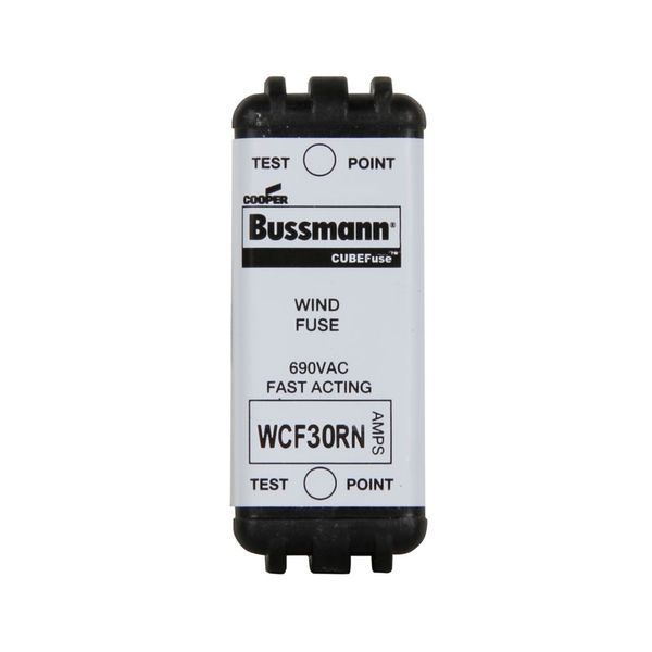 Eaton Bussmann Series WCF Fuse, Wind CUBEFuse Holder, Non-indicating, Finger safe, 30 A, CF class, Dual element, Glass filled PES material, Fits 690 V WCF Holder, CUBEFuse type image 2