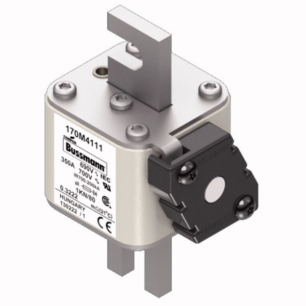 Fuse-link, high speed, 350 A, AC 690 V, DIN 1, 53 x 69 x 108 mm, aR, DIN, IEC, single indicator image 2