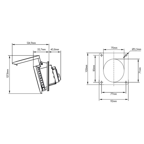 CEE-Panel mounting socket,5-pole, 32A, 400V, IP44, Angle 15ø image 4