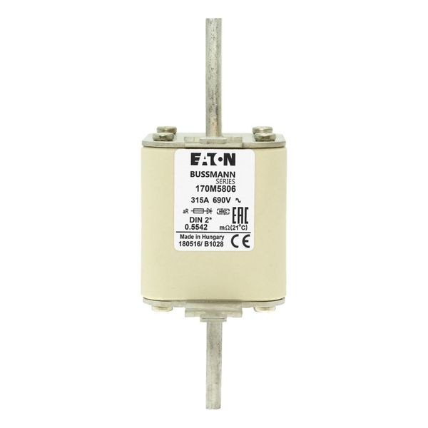 Fuse-link, high speed, 315 A, AC 690 V, compact DIN 2, 55 x 71 x 150 mm, aR, DIN, IEC, single indicator image 12