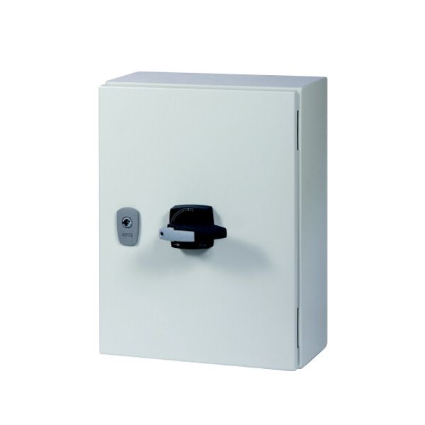 Switch-disconnector, DMM, 125 A, 3 pole, STOP function, with grey knob, in steel enclosure image 2