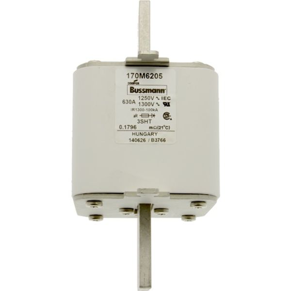 Fuse-link, high speed, 630 A, AC 1250 V, size 3, 76 x 76 x 150 mm, aR, IEC, single indicator image 2