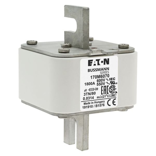 Fuse-link, high speed, 1800 A, AC 600 V, DIN 3, 76 x 90 x 109 mm, aR, DIN, IEC, single indicator image 16