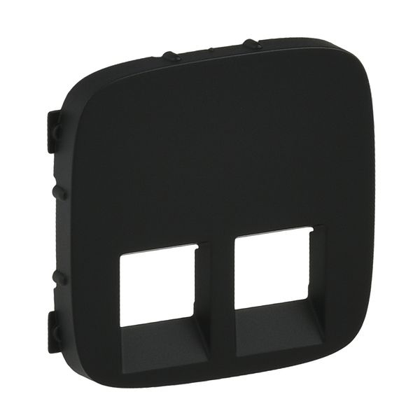 Cover plate Valena Allure - double RJ 45/RJ 11 socket - black image 1