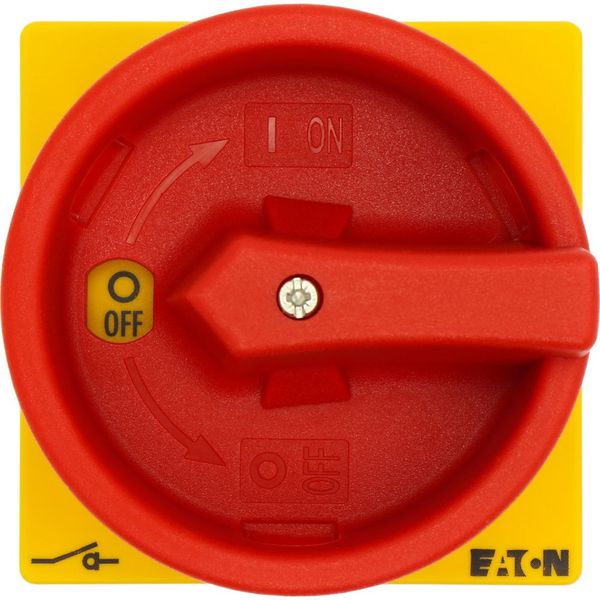 Main switch, T0, 20 A, flush mounting, 2 contact unit(s), 3 pole, Emergency switching off function, With red rotary handle and yellow locking ring, Lo image 35