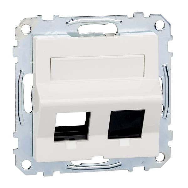 Inclined outlet 2-gng,label fld& dust slide f. keyst. RJ45,pol.wht.glos.Sys.M image 3