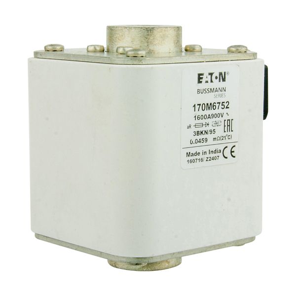 Fuse-link, high speed, 1600 A, AC 900 V, size 3, 76 x 92 x 95 mm, aR, IEC, single indicator image 4