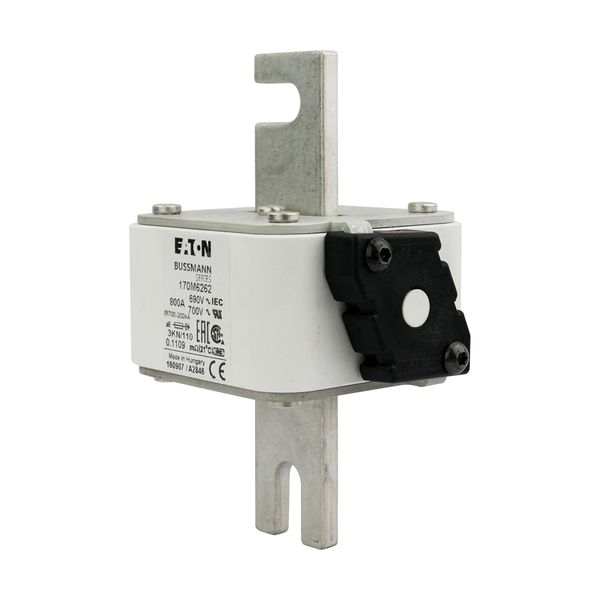 Fuse-link, high speed, 800 A, AC 690 V, DIN 3, 76 x 92 x 139 mm, aR, DIN, IEC, single indicator image 7