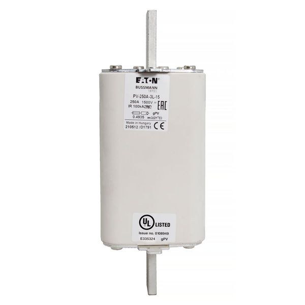 Fuse-link, high speed, 250 A, DC 1500 V, 3L, 75 x 205 mm, gPV, IEC, UL, with indicator image 8