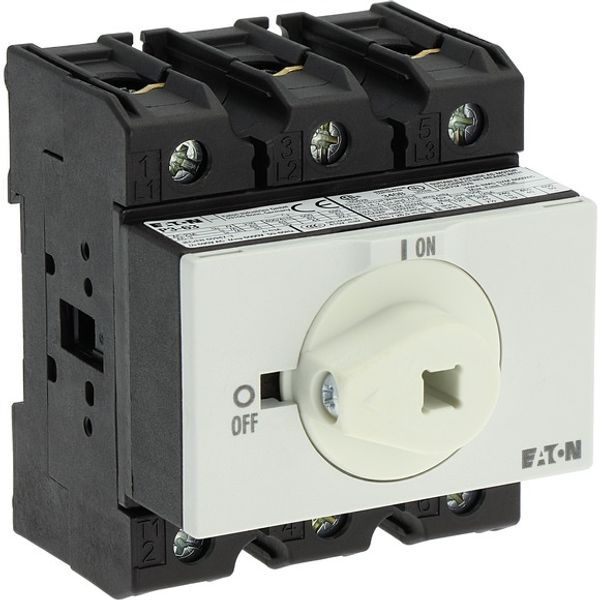 Main switch, P3, 63 A, rear mounting, 3 pole, Emergency switching off function, With red rotary handle and yellow locking ring, Lockable in the 0 (Off image 11