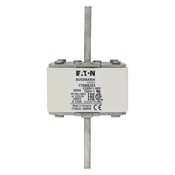 Fuse-link, high speed, 800 A, AC 1250 V, size 3, 76 x 76 x 150 mm, aR, IEC, single indicator image 9