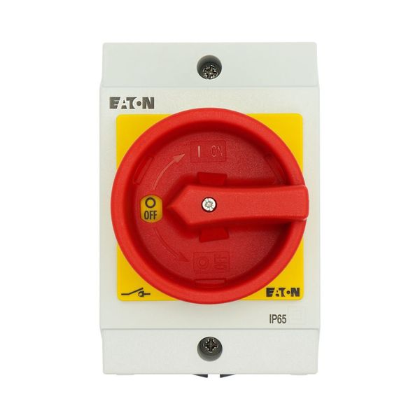 Main switch, P1, 32 A, surface mounting, 3 pole, Emergency switching off function, With red rotary handle and yellow locking ring image 44