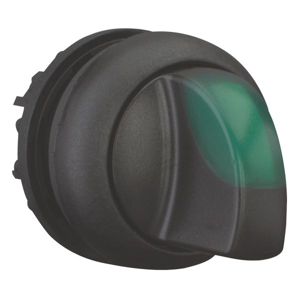 Illuminated selector switch actuator, RMQ-Titan, With thumb-grip, momentary, 3 positions, green, Bezel: black image 6