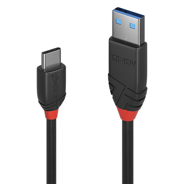 1m USB 3.2 Type A to C Cable, 10Gbps, Black Line USB Type A Male to C Male image 1