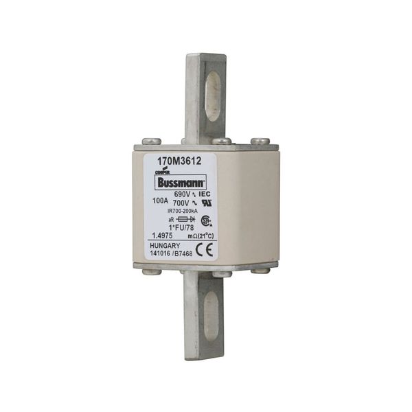 Fuse-link, high speed, 100 A, AC 690 V, compact size 1, 45 x 45 x 110 mm, aR, IEC, UL image 14