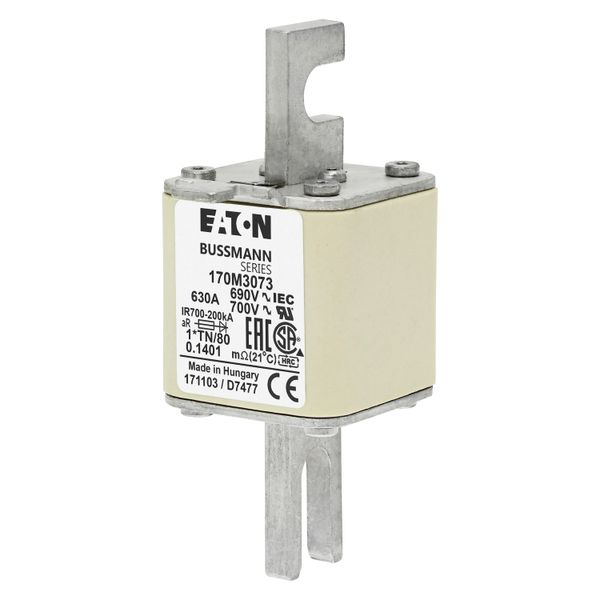 Fuse-link, high speed, 630 A, AC 690 V, compact DIN 1, 45 x 58 x 104 mm, aR, DIN, IEC, single indicator image 6