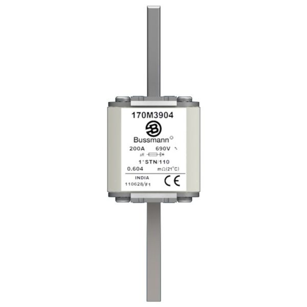 Fuse-link, high speed, 200 A, AC 690 V, compact size 1, 43 x 59 x 141 mm, aR, DIN, IEC, visual indicator image 1