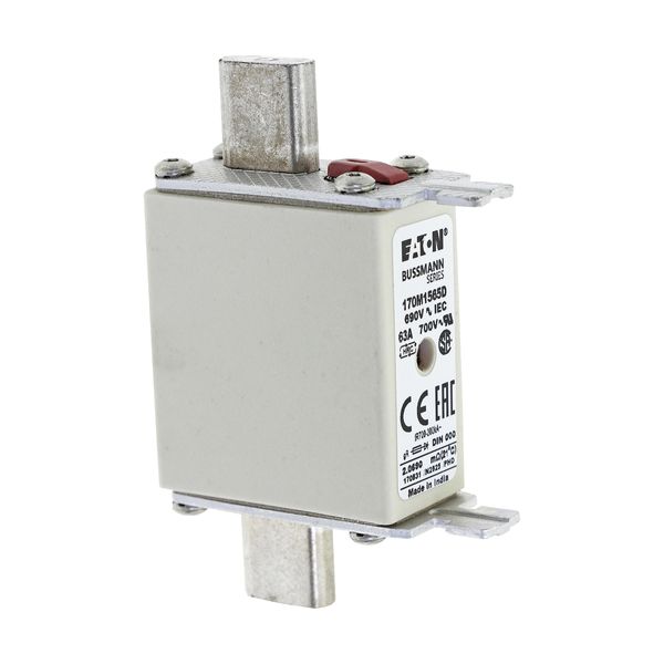 Fuse-link, high speed, 63 A, AC 690 V, DIN 000, gR, DIN, IEC, dual indicator, live gripping lugs image 11