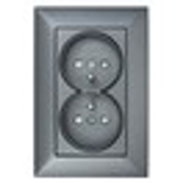 Pin compact socket outlet 2x2P+E, anthracite, screw clamps image 2