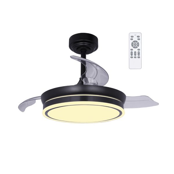 Moss Mini Black LED Ceiling Fan 46W 5520Lm CCT Dim Folding blades image 1