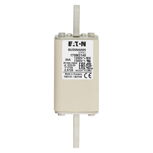 Fuse-link, high speed, 80 A, AC 1250 V, compact size 1, 45 x 45 x 138 mm, aR, DIN, IEC, single indicator image 5