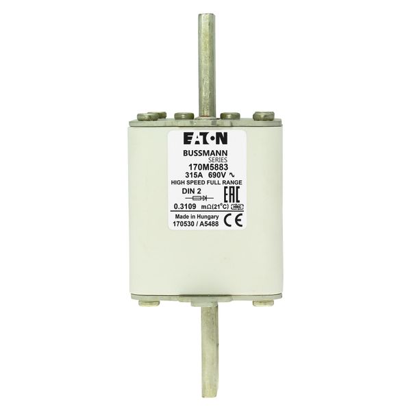 Fuse-link, high speed, 315 A, AC 690 V, DIN 2, 60 x 74 x 150 mm, gR, DIN, IEC, single indicator image 11