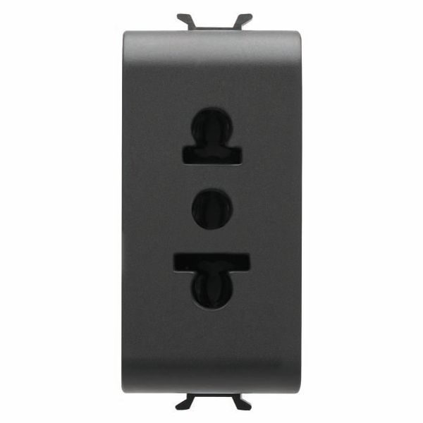 EURO-AMERICAN STANDARD SOCKET-OUTLET 250/125V ac -2P+E 15A - 1 MODULE - SATIN BLACK - CHORUSMART image 2