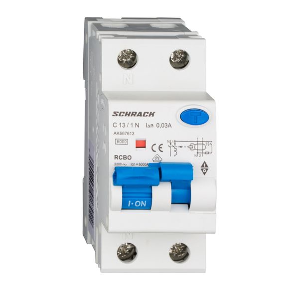 Combined MCB/RCD (RCBO) 1+N, AMPARO 6kA, C 13A, 30mA, Typ A image 1