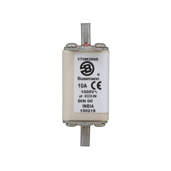 Fuse-link, high speed, 10 A, AC 1000 V, DIN 00, aR, DIN, IEC, single indicator image 7