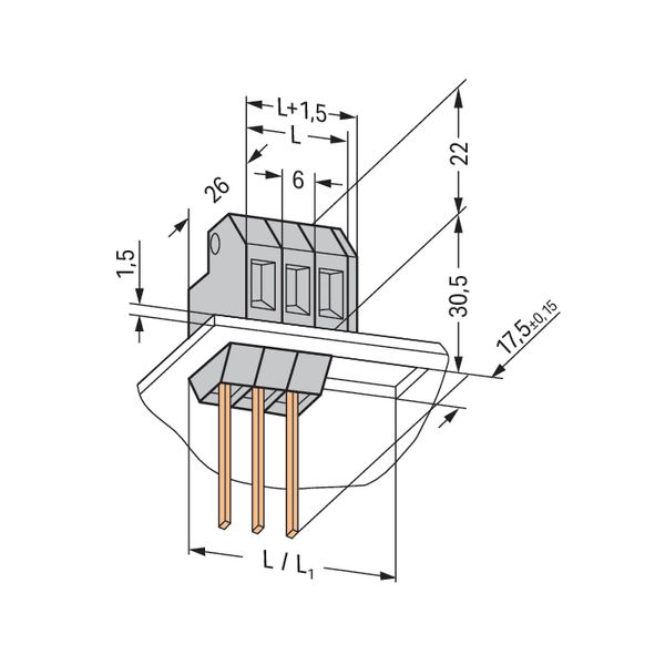 Feedthrough terminal block Conductor/contact pin Plate thickness: 2.5 image 3