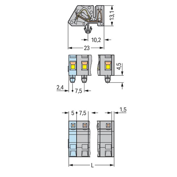 1-conductor female connector, angled CAGE CLAMP® 2.5 mm² gray image 4