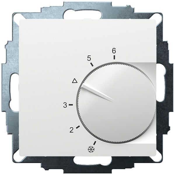 UP room controller, RAL9016 glossy 55x55, 5-30C, AC 230V, output contactless via triac, switchable 5 actuators each 3W image 2