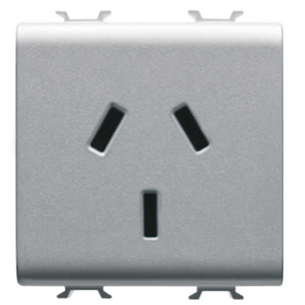 ARGENTINIAN STANDARD SOCKET-OUTLET 250V ac - 2P+E 10A - 2 MODULES - TITANIUM - CHORUSMART image 1