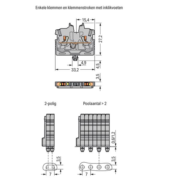 2-conductor miniature through terminal block with push-button 1 mm² gr image 5