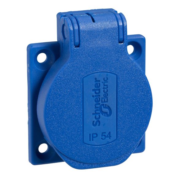 PratiKa socket - blue - 2P + E - 10/16 A - 250 V - French - IP54 - flush - back image 3