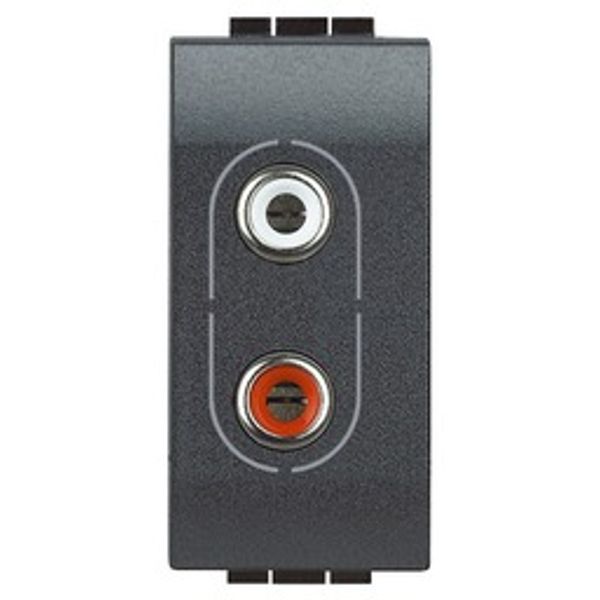 Double RCA socket 1 module LivingLight anthracite image 1