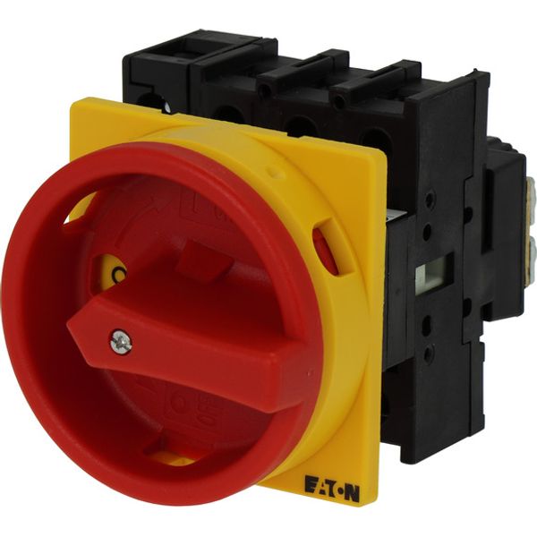 Main switch, P1, 40 A, flush mounting, 3 pole + N, Emergency switching off function, With red rotary handle and yellow locking ring, Lockable in the 0 image 3