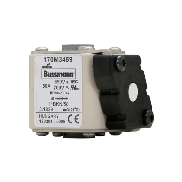 Fuse-link, high speed, 50 A, AC 690 V, compact size 1, 45 x 59 x 51 mm, aR, IEC, UL, single indicator image 15