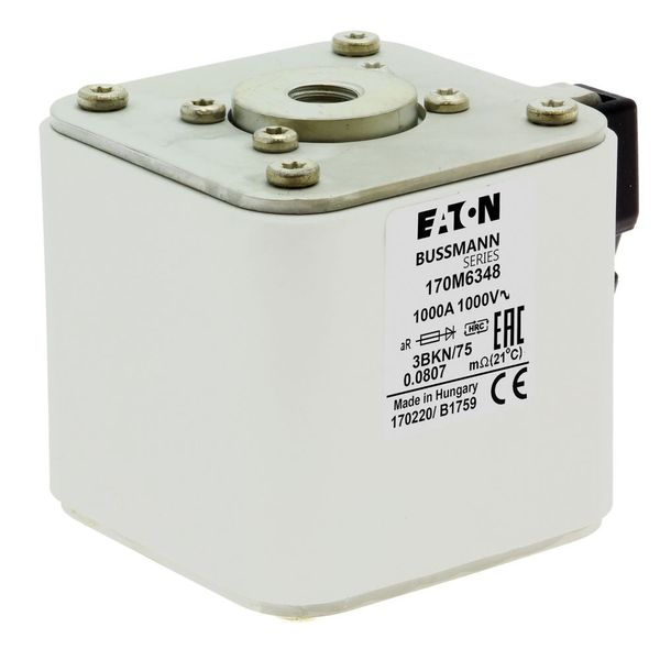 Fuse-link, high speed, 1000 A, AC 1000 V, size 3, 76 x 92 x 76 mm, aR, IEC, UL, type K indicator, flush end, M12 image 11